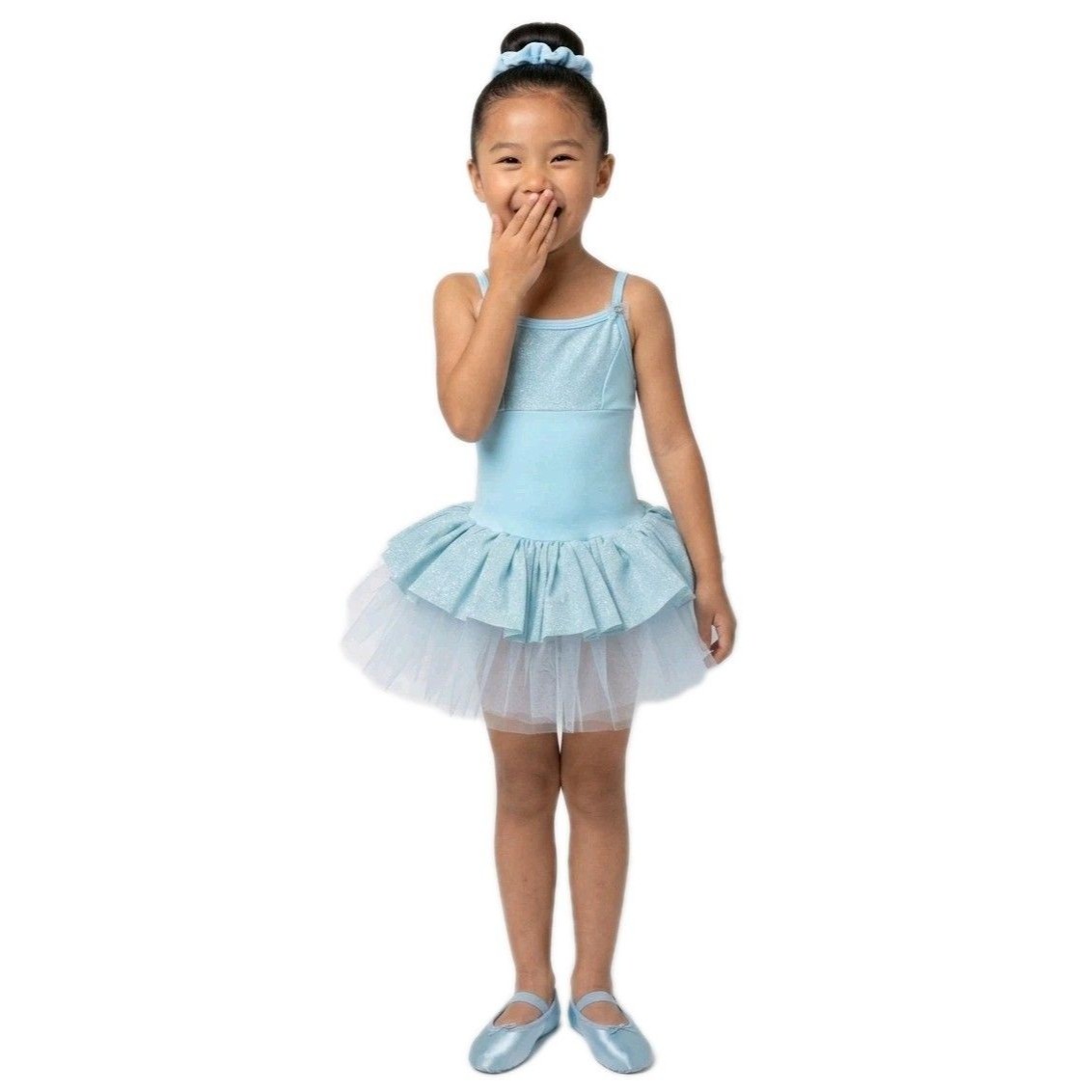 Duck Crossing Girls Ballet Tutu Skirted Leotard Dress Blue Ruffle Glitter Bling